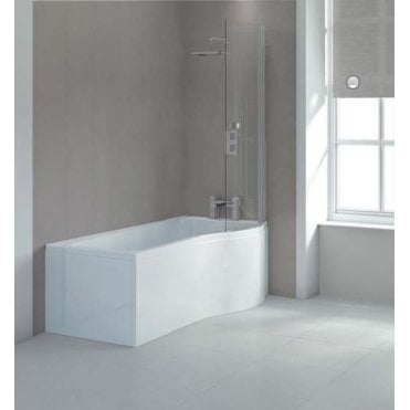 Plumb Warehouse P Shaped Shower Bath 1700 X 850mm - White