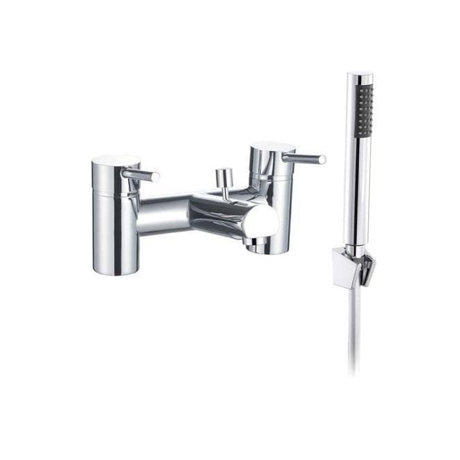 Plumb Warehouse  Pin Bath Shower Mixer Tap With Hand Shower - Chrome