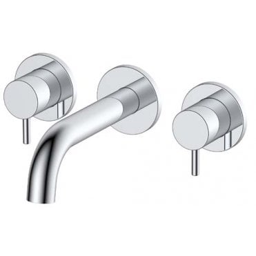 Plumb Warehouse Pin Lux 3 Hole Wall Mounted Basin Mixer Tap