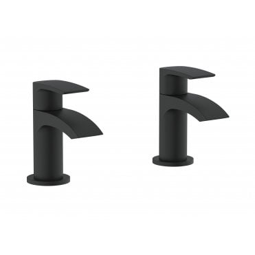 Psi Electroplated Bath Pillar Taps with 2 Tap Holes - Black