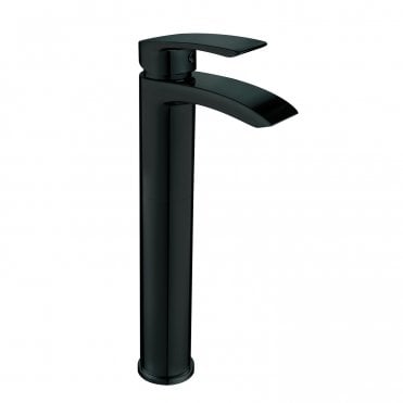 Psi Electroplated Tall Mono Basin Mixer with Pop Up Waste - Black