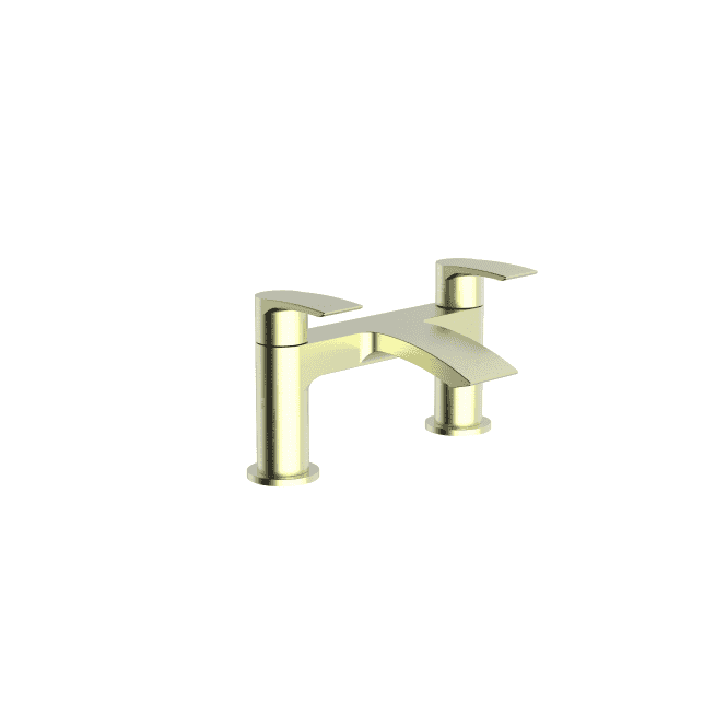 Plumb Warehouse Psi PVD Coated One Spout Bath Filler with 2 Tap Holes - Brushed Brass