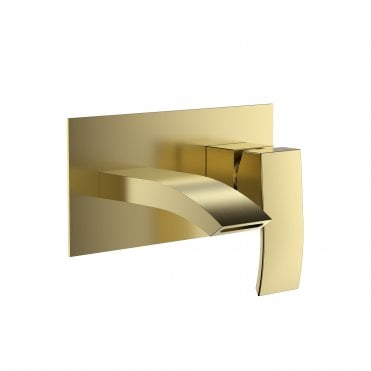 Psi PVD Coated Wall Mounted Basin Filler - Brushed Brass