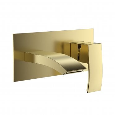Psi PVD Coated Wall Mounted Bath Filler - Brushed Brass