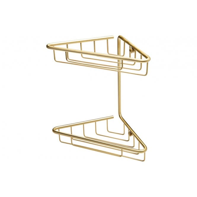 Plumb Warehouse Rivloi 2-Tier Corner Shower Storage - Brushed Brass