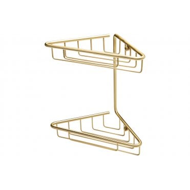 Rivloi 2-Tier Corner Shower Storage - Brushed Brass