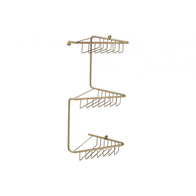 Plumb Warehouse Rivloi 3-Tier Corner Shower Storage - Brushed Brass