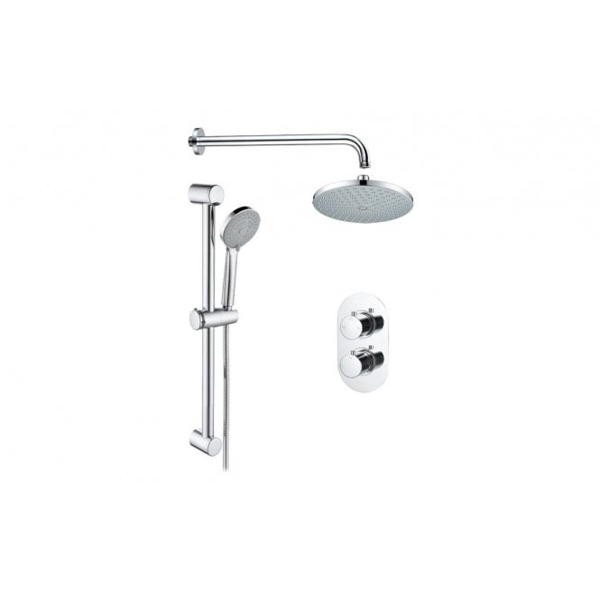 Plumb Warehouse Round Concealed Valve Head & Arm Shower Pack - Chrome