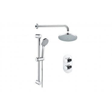 Round Concealed Valve Head & Arm Shower Pack - Chrome