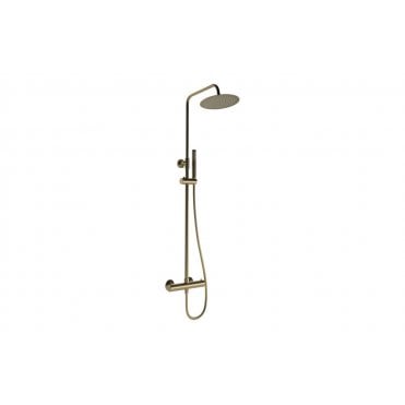 Round Thermostatic Bar Mixer with Riser Kit Brushed Bronze