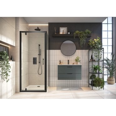 S6 Black 6mm Pivot Shower Door (Select Size)