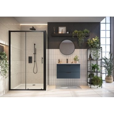 S6 Black 6mm Sliding Shower Door (Select Size)