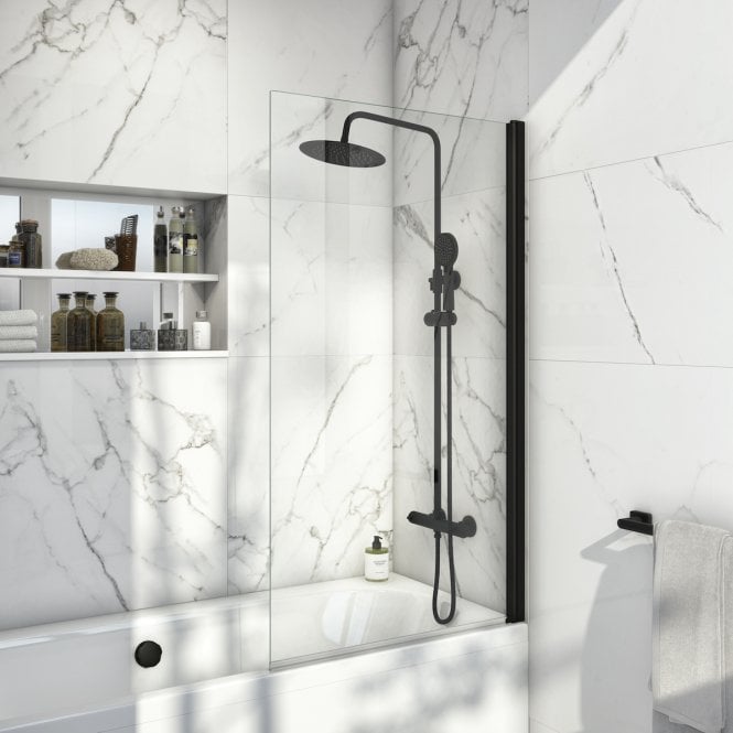 Plumb Warehouse S6 Black Bath Screen