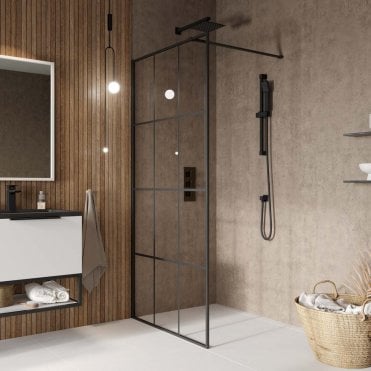S8 8mm Black Grid Wet room Panel (Select Size)