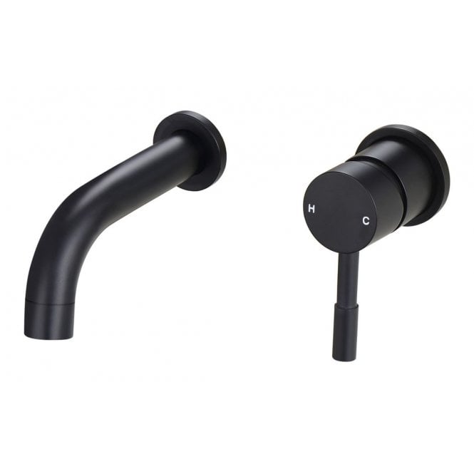 Plumb Warehouse Sarna 155mm Wall Mounted Basin Mixer - Matt Black