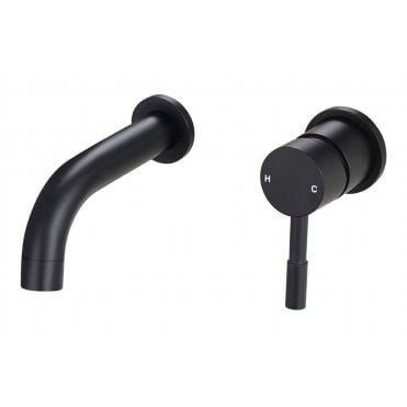 Sarna 155mm Wall Mounted Basin Mixer - Matt Black