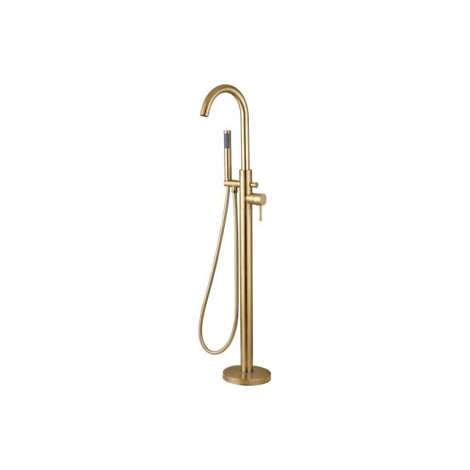 Plumb Warehouse Sarna Floor Standing Bath/Shower Mixer - Brushed Brass