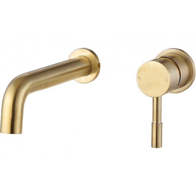 Plumb Warehouse Sarna Mono Wall Mounted Basin Tap - Brushed Brass