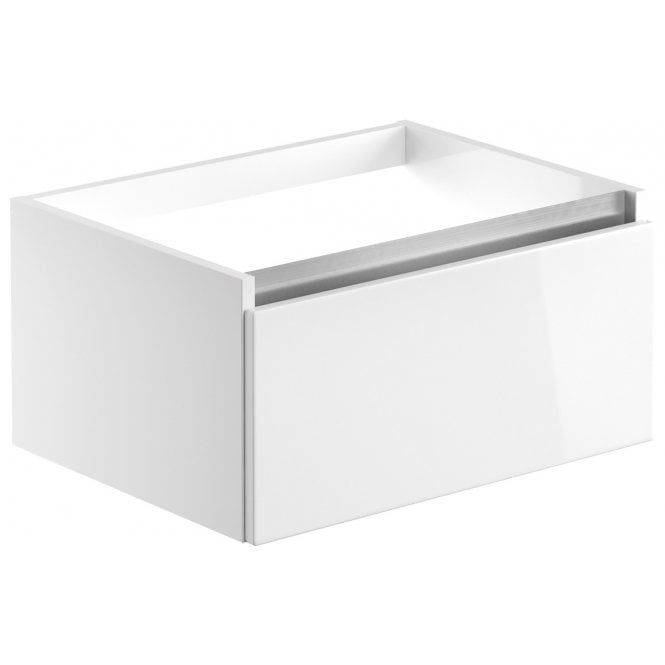 Plumb Warehouse Senigallia 600mm 1 Drawer Wall Hung Basin Unit (No Top) - White Gloss