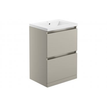 Senigallia 615mm 2 Drawer Floor Standing Basin Unit Inc. Basin - Latte
