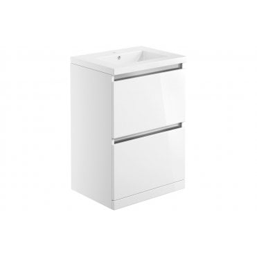 Senigallia 615mm 2 Drawer Floor Standing Basin Unit Inc. Basin - White Gloss