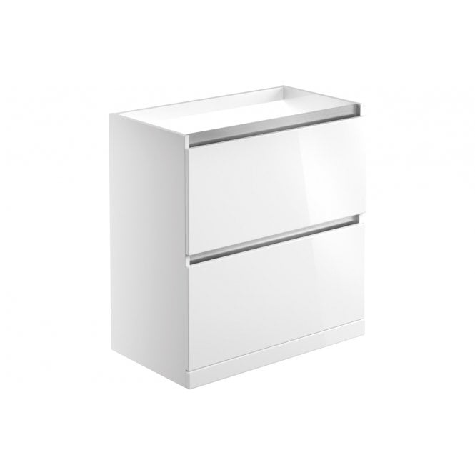 Plumb Warehouse Senigallia 800mm 2 Drawer Floor Standing Basin Unit (No Top) - White Gloss