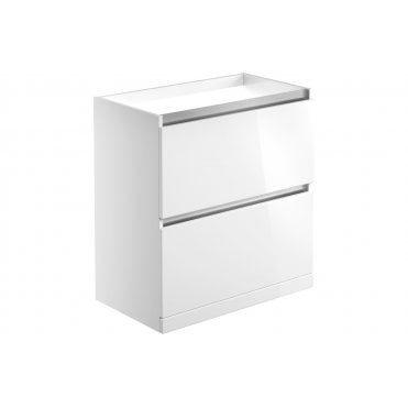Senigallia 800mm 2 Drawer Floor Standing Basin Unit (No Top) - White Gloss