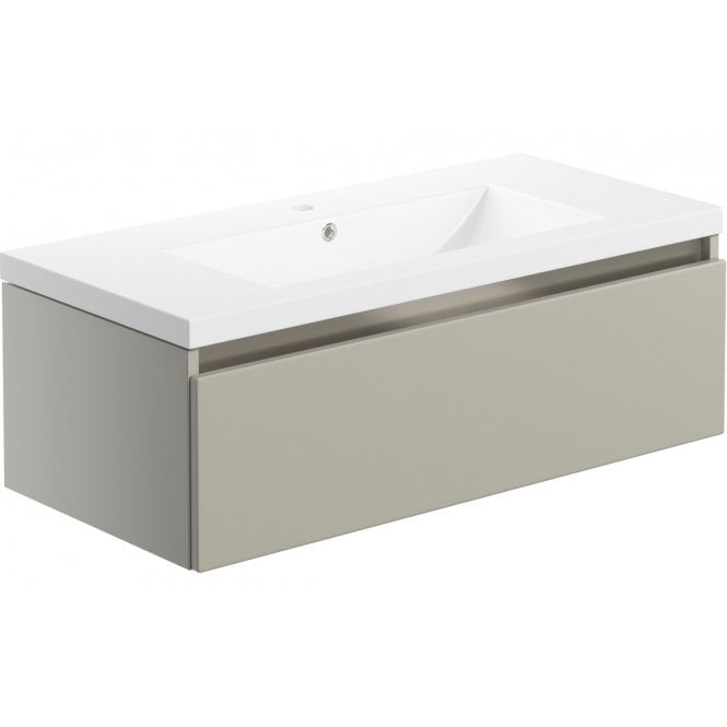 Plumb Warehouse Senigallia 815mm 1 Drawer Wall Hung Basin Unit Inc. Basin - Latte