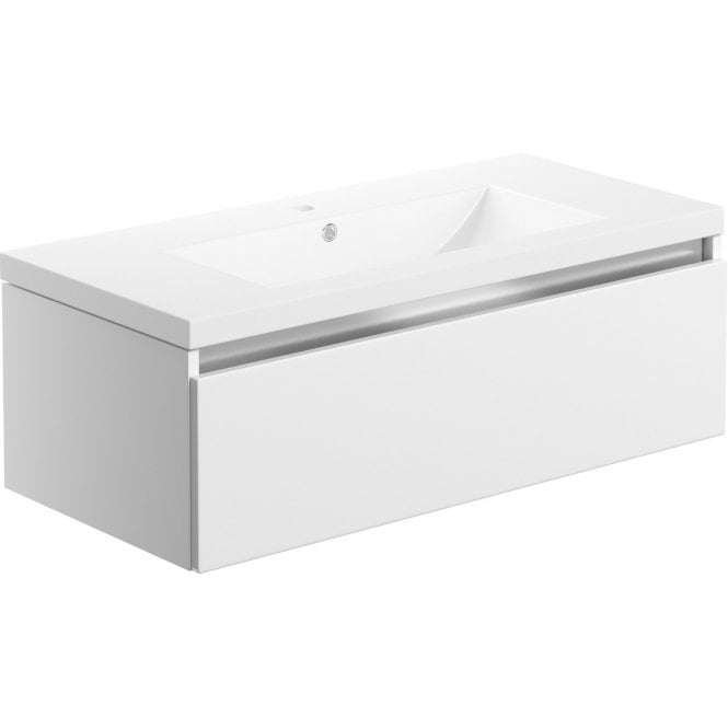 Plumb Warehouse Senigallia 815mm 1 Drawer Wall Hung Basin Unit Inc. Basin - White Gloss