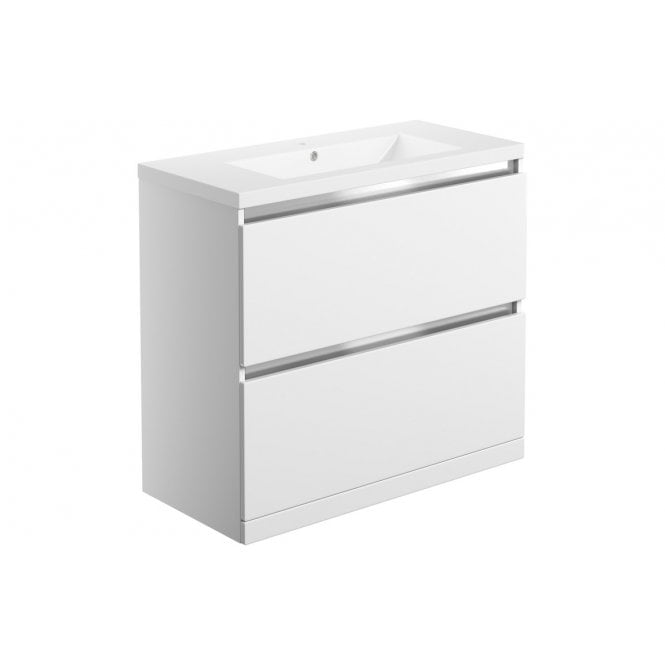Plumb Warehouse Senigallia 815mm 2 Drawer Floor Standing Basin Unit Inc. Basin - White Gloss