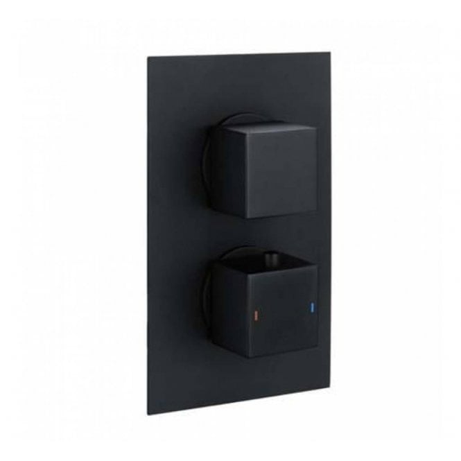 Plumb Warehouse  Single Outlet Concealed Shower Valve - Square-Chrome/Black