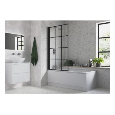 Single Straight Bath Screen - Black Framed