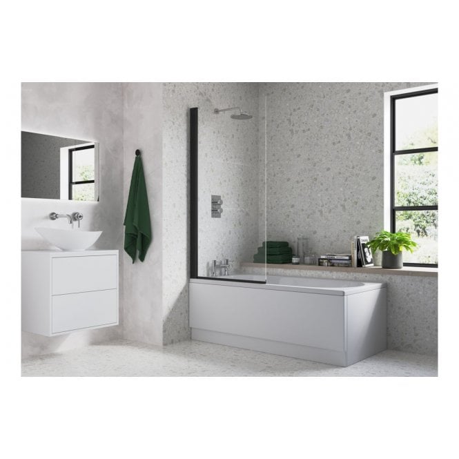 Plumb Warehouse Single Straight Bath Screen - Black