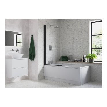Single Straight Bath Screen - Black