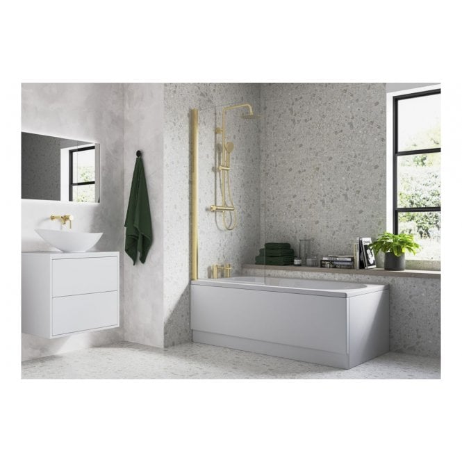 Plumb Warehouse Single Straight Bath Screen - Brushed Brass
