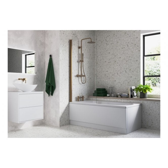 Plumb Warehouse Single Straight Bath Screen - Brushed Bronze