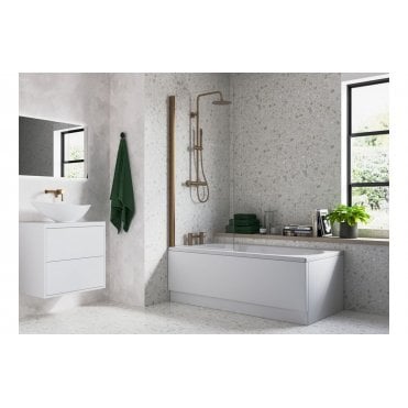 Single Straight Bath Screen - Brushed Bronze