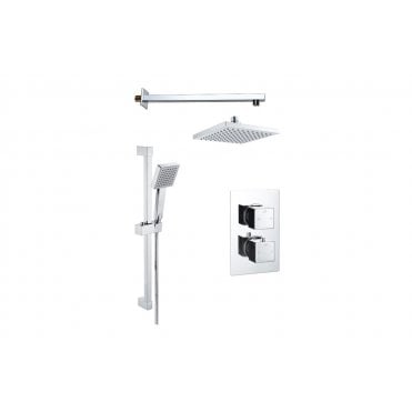 Square Concealed Valve Head & Arm Shower Pack (Choose Finish)