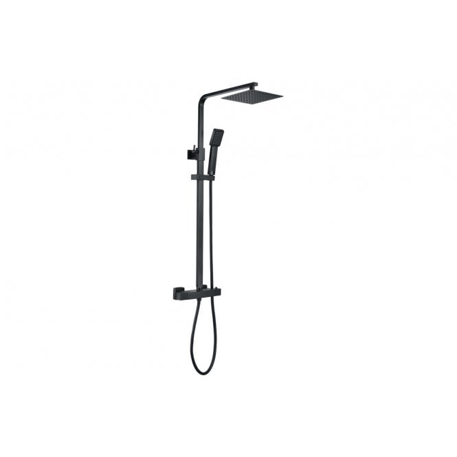 Plumb Warehouse Square Thermostatic Bar Mixer w/Riser Kit - Matt Black