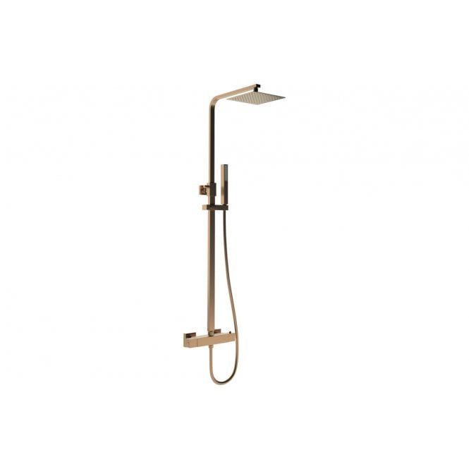 Plumb Warehouse Square Thermostatic Bar Mixer with Riser Kit Brushed Bronze