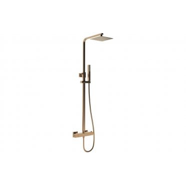 Square Thermostatic Bar Mixer with Riser Kit Brushed Bronze