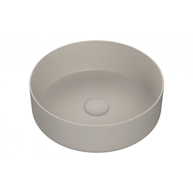 Plumb Warehouse Sulmoni 355mm Ceramic Round Washbowl and Waste, Matt Latte