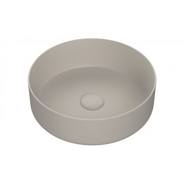 Sulmoni 355mm Ceramic Round Washbowl and Waste, Matt Latte