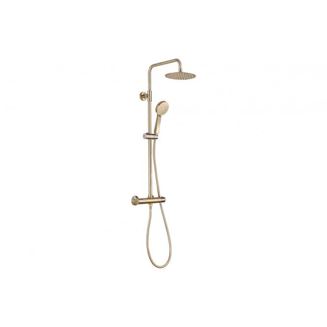 Plumb Warehouse Thermostatic Bar Mixer w/Riser Kit - Brushed Brass