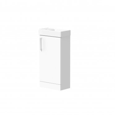 Plumb Warehouse Theta 400mm x 810mm x 220mm Floorstanding Cloakroom Vanity Unit with 1 Tap hole Basin & Handles (Choose Finish)