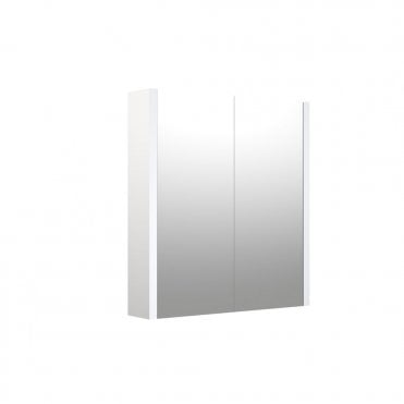 Theta 580mm x 650mm 2 Door Mirror Cabinet with Glass Shelves (Choose Finish)