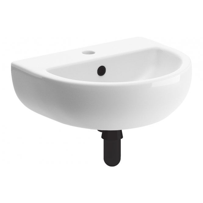 Plumb Warehouse Toscana 450x400mm 1 Tap Hole Cloakroom Basin & Black Bottle Trap