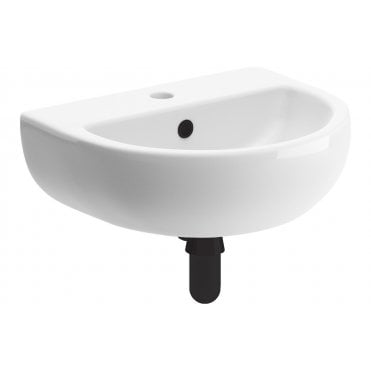 Toscana 450x400mm 1 Tap Hole Cloakroom Basin & Black Bottle Trap
