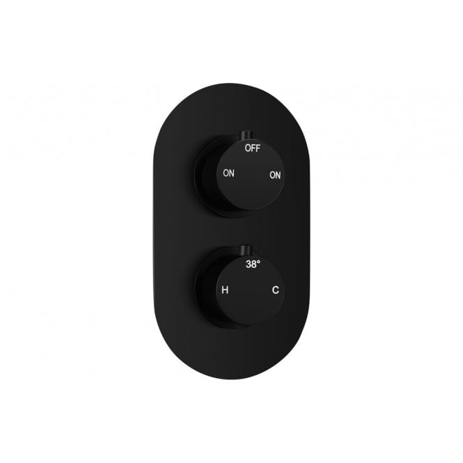 Plumb Warehouse Two Outlet Twin Shower Valve - Matt Black
