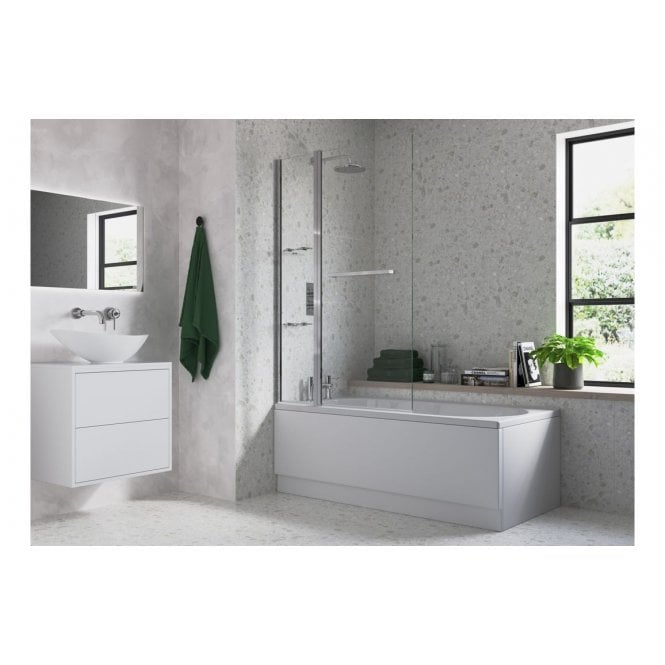 Plumb Warehouse Two Panel Folding Bath Screen - Chrome